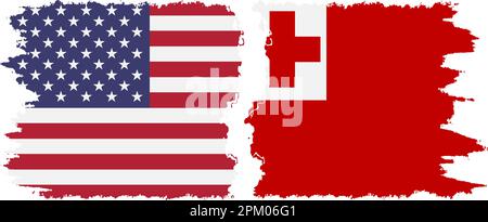 Tonga und USA Grunge Flaggen Verbindung, Vektor Stock Vektor