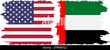 Vereinigte Arabische Emirate und USA Grunge Flaggen Verbindung, Vektor Stock Vektor