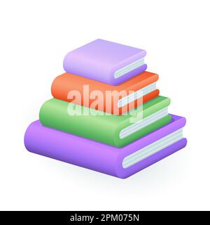 Ein Stapel Bücher mit Zeichentrickfilmen im 3D-Stil Stock Vektor