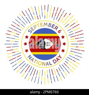 Swasiland Nationalfeiertag. Unabhängigkeit vom Vereinigten Königreich im Jahr 1968. Am 6. September gefeiert. Stock Vektor
