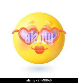 3D Cartoon-Stil Emoticon in herzförmiger Sonnenbrille Stock Vektor