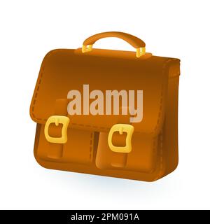 3D Symbol für eine Geschäftsaktentasche im Cartoon-Stil auf weißem Hintergrund Stock Vektor