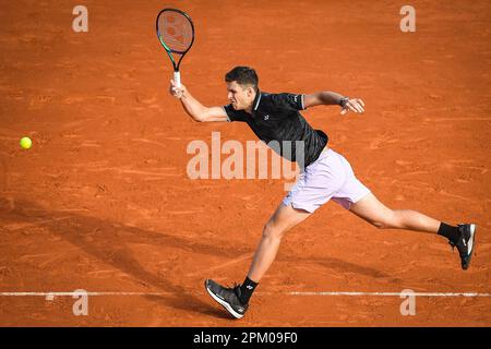 Roquebrune-Cap-Martin, Frankreich, Frankreich. 9. April 2023. Hubert HURKACZ von Polen am ersten Tag des Rolex Monte-Carlo Masters 2023, ATP Masters 1000 Tennis Turnier im Monte-Carlo Country Club am 09. April 2023 in Roquebrune-Cap-Martin, Frankreich. (Kreditbild: © Matthieu Mirville/ZUMA Press Wire) NUR REDAKTIONELLE VERWENDUNG! Nicht für den kommerziellen GEBRAUCH! Stockfoto