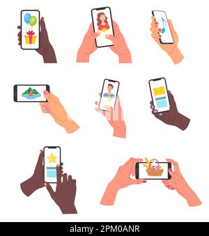 Hände mit Mobiltelefon-Set Stock Vektor