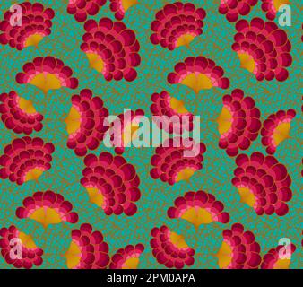 Nahtlose bunte Blumenmotive, afrikanisches Wachsmuster, handgefertigte Afro-ethnische Ornamente für Ihr Design, geometrische Tribal-Elemente. Vektortextur Stock Vektor