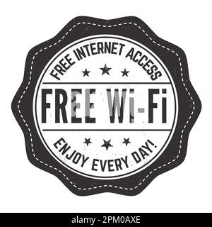 Kostenloses drahtloses Internet (Wi-Fi), Grunge-Gummistempel auf weißem Hintergrund, Vektorgrafik Stock Vektor