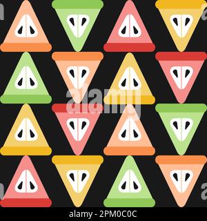 Abstraktes farbenfrohes Mosaik aus nahtlos geschnittenen Äpfeln. Saftiger Hintergrund. Kinder witzige Fruchtstückstruktur für Einband, Menü, Banner, Stoff, Geschenkpapier, Partydesign. Vektordarstellung. Stock Vektor