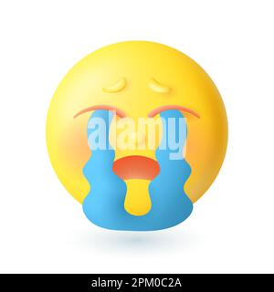 3D Cartoon-Style, aufgeregtes Emoticon, weinende Ikone Stock Vektor