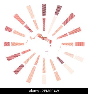 Turks- und Caicosinseln Sonnenaufgang. Niedrige poly-gestreifte Rochen und Karte der Insel. Klassische Vektordarstellung. Stock Vektor