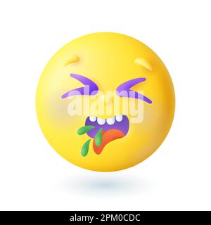 3D Cartoon-Style Sick-Emoticon-Symbol Stock Vektor