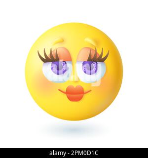 3D Cartoon-Stil hübsche weibliche Emoticon-Ikone Stock Vektor