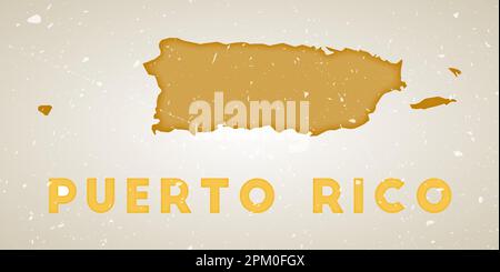 Karte von Puerto Rico. Länderposter mit farbigen Bereichen. Alte Grunge-Textur. Vektordarstellung von Puerto Rico mit Ländername. Stock Vektor