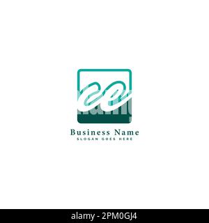 C-, E-, CE-Anfangsbuchstabe handschriftlich und Signatur-Vektorbildvorlage im quadratischen Logo Stock Vektor