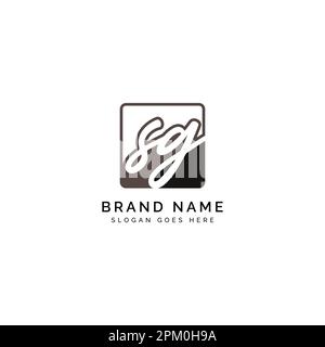 S-, G-, SG-Anfangsbuchstabe handschriftlich und Signatur-Vektorbildvorlage im quadratischen Logo Stock Vektor