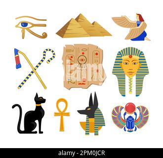 Symbole des antiken ägyptischen Kulturzeichensatzes Stock Vektor