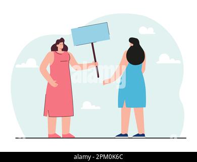 Cartoon-Frau zeigt leeres Plakat für weibliche Figur Stock Vektor