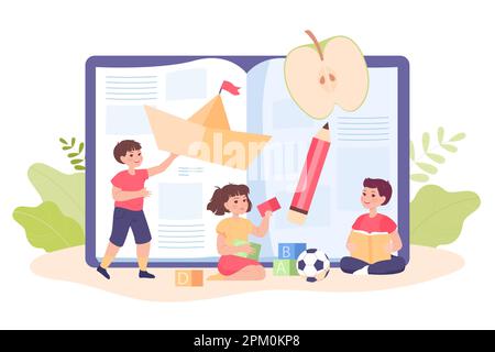 Kinder widmen sich der Illustration flacher Vektoren Stock Vektor