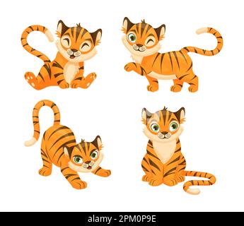 Lustige Tigergrafikations-Vektorbilder Stock Vektor