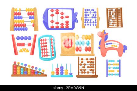 Verschiedene farbenfrohe Abakus für Kinder Vektorbilder Set Stock Vektor