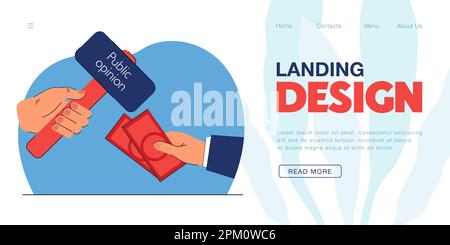 Hände mit Geld und Hammer mit öffentlicher Inschrift Stock Vektor