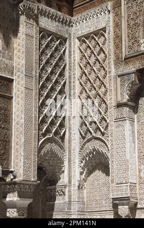 Dekorationen in einer islamischen Madrasa, Marokko Stockfoto