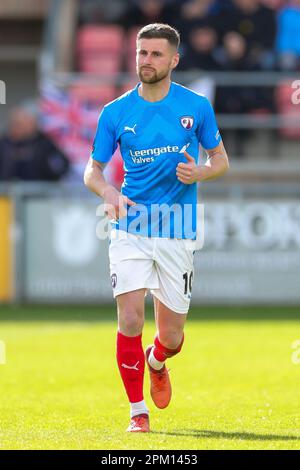 Dagenham, Kent, Großbritannien. 10. April 2023 Chesterfield Mittelfeldspieler Ryan Colclough (10) während des Spiels Dagenham & Redbridge gegen Chesterfield National League in der Victoria Road, Dagenham, Großbritannien, am 10. April 2023, Eleanor Hoad Credit: Every Second Media/Alamy Live News Stockfoto