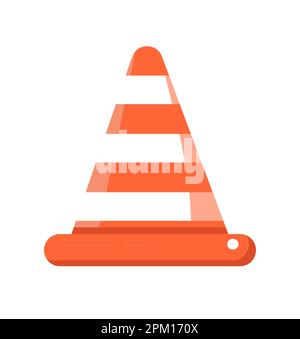 Vektordarstellung des Kegels für Straßenbauarbeiten. Warn- und Stoppschilder, unter Bauplatten. Straßensperrenschild. Die Website wird derzeit renoviert. Stock Vektor