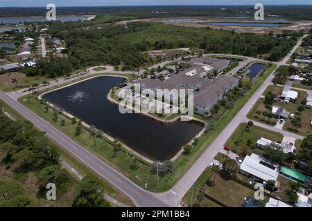 Blick aus der Vogelperspektive auf Heritage Oaks Grove City. Stockfoto