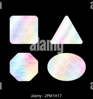 Verschiedene holografische Etiketten mit Qualitätszertifikat für Stempel. Stock Vektor