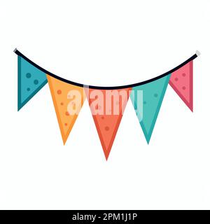 Farbenfrohe hängende Wimpel Dekoration minimalistische Vektordarstellung Stock Vektor
