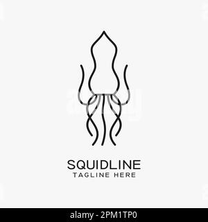 Squid Line Logo-Design Stock Vektor