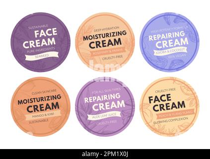 Gesichtscreme-Set mit handgezeichneten Elementen Stock Vektor