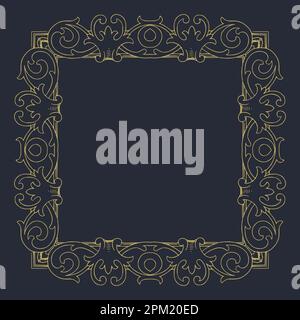 Quadratischer Rahmen mit Blumenmuster auf dunklem Hintergrund Stock Vektor