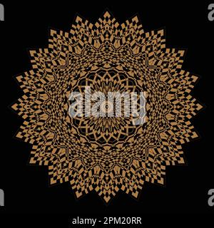 Goldmandala auf schwarzem Hintergrund. vektordarstellung. Stock Vektor