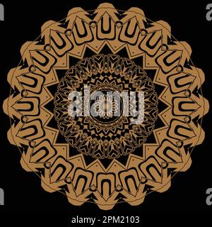 Goldmandala mit schwarzem Hintergrund. vektordarstellung. Stock Vektor