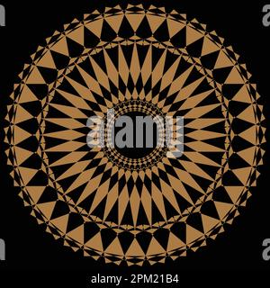 Ein goldenes Kreismandala mit schwarzem Hintergrund Stock Vektor