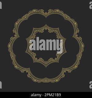 Ein goldener Rahmen mit Blumenmuster in der Mitte Stock Vektor