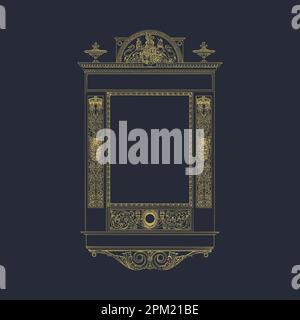 Ein goldener Rahmen mit schwarzem Hintergrund Stock Vektor