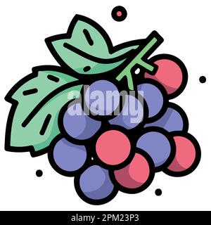 Früchte ein Haufen violetter Trauben, minimalistische Vektordarstellung Stock Vektor