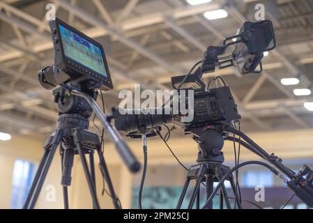 Vorbereitung für Aufnahmen von einem Konzert im Fernsehen Stockfoto