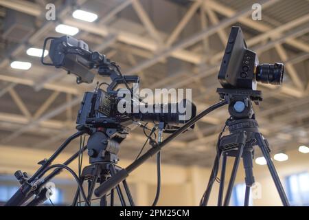 Vorbereitung für Aufnahmen von einem Konzert im Fernsehen Stockfoto