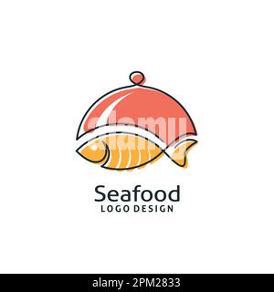 Design mit Meeresfrüchten und Kunst-Logo Stock Vektor