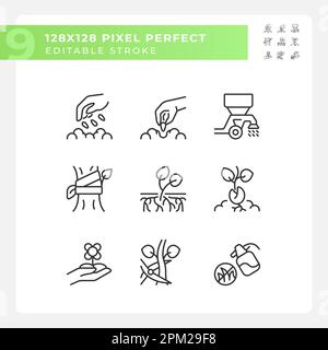 Lineare Symbole für Landwirtschaft festgelegt Stock Vektor