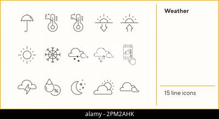 Symbolsatz Wetterlinie Stock Vektor