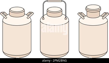 Vektordarstellung des Symbols für den Milchbehälter. Handgezeichnete Kritzellinienkontur, isoliert auf weißem Hintergrund. Stock Vektor