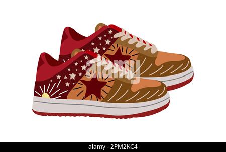 Modische Sneaker Moderne Schuhe Vector auf Weiß. Stock Vektor