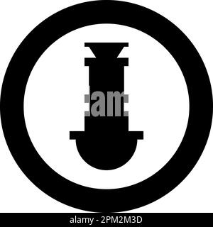 Siphon Rohrleitungen Abfluss unter Spülbecken Abwassersystem Symbol im Kreis rund schwarz Vektor Abbildung durchgehender Umriss Stil einfach Stock Vektor