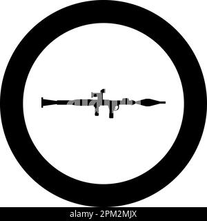 Granatwerfer Militärwaffe Armeesymbol im Kreis rund schwarz Vektor Illustration durchgehender Umriss Stil einfach Stock Vektor