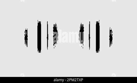 8-Bit-Musterpixel-Design mit schwarzem Glitch auf Weiß Stockfoto