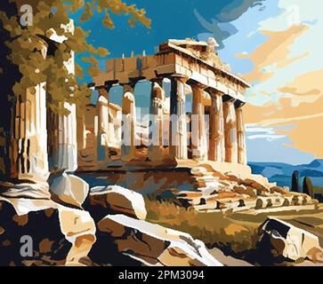Aquarell Akropolis von Athen Vektordarstellung Stock Vektor
